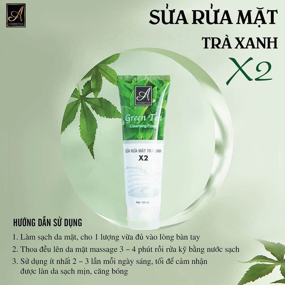 Sữa rửa mặt trà xanh X2 A COMESTIC chính hãng sale giá rẻ