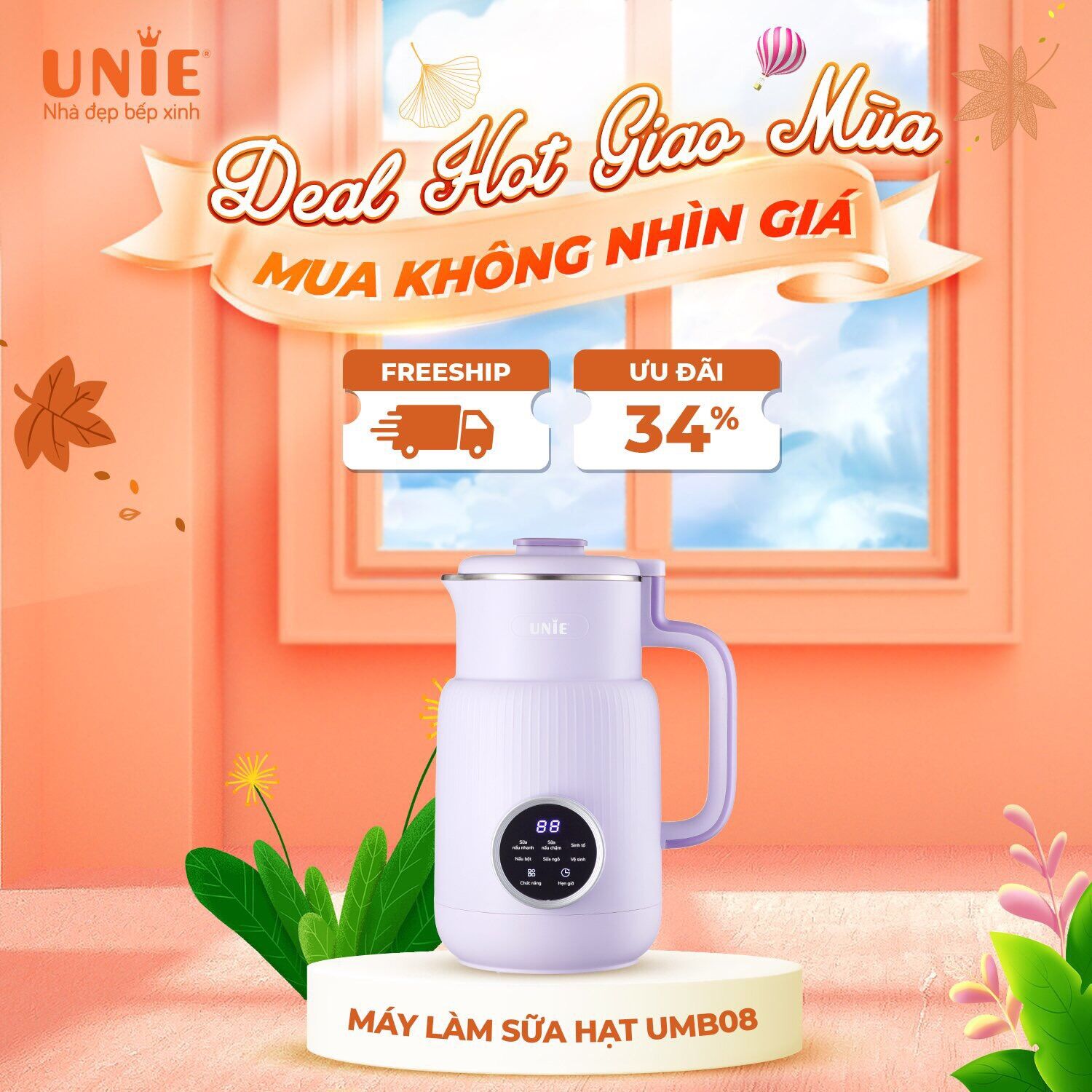 Máy sữa hạt mini unie umb08