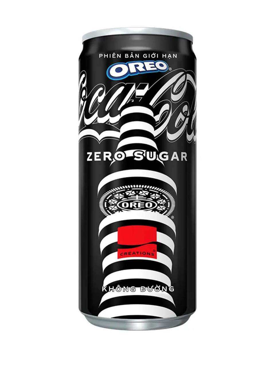 (Set 3 lon) Nước Giải Khát Không Đường Coca-Cola Bản Giới Hạn - Oreo Zero Sugar Limited Edition (320ml/lon)