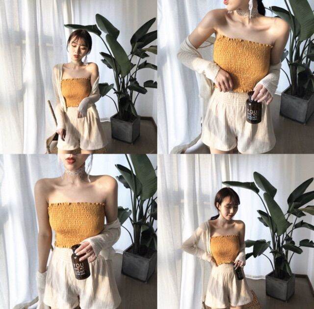[HCM]ÁO ỐNG NHÚN THUN CROPTOP