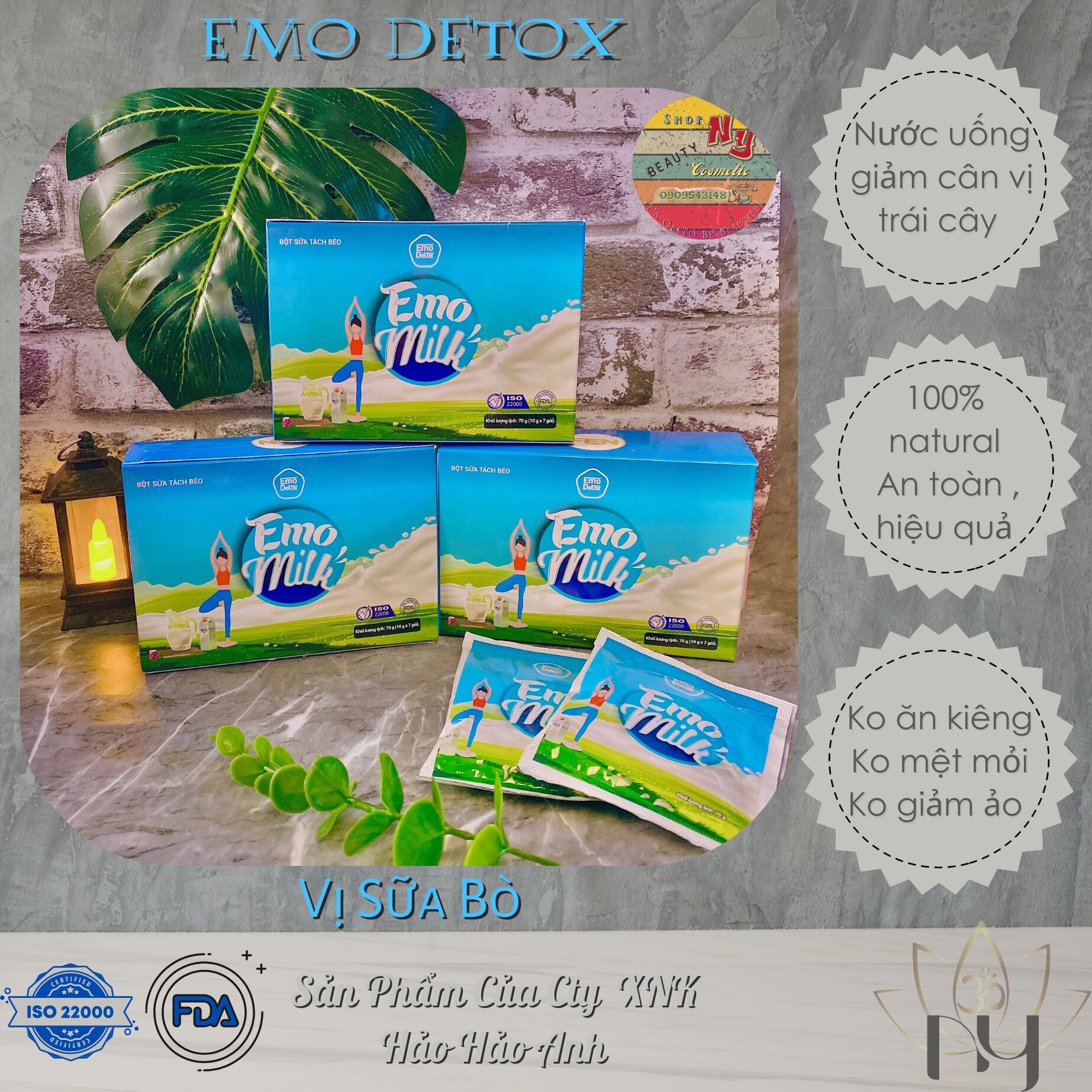 Sữa bò giảm cân giảm mỡ bụng emo detox - emo milk