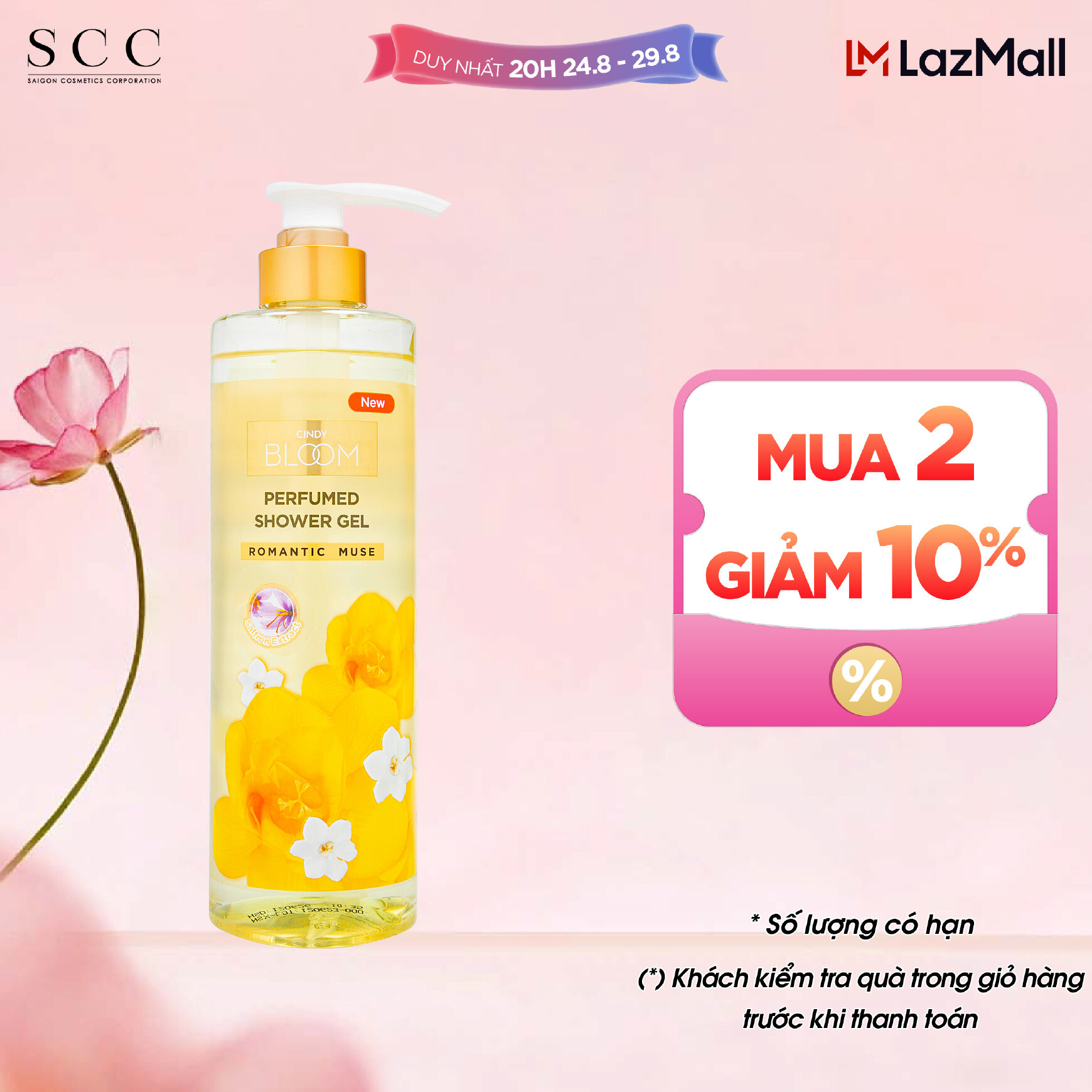 Sữa tắm nước hoa Cindy Bloom Romantic Muse hương quyến rũ lãng mạn 640g