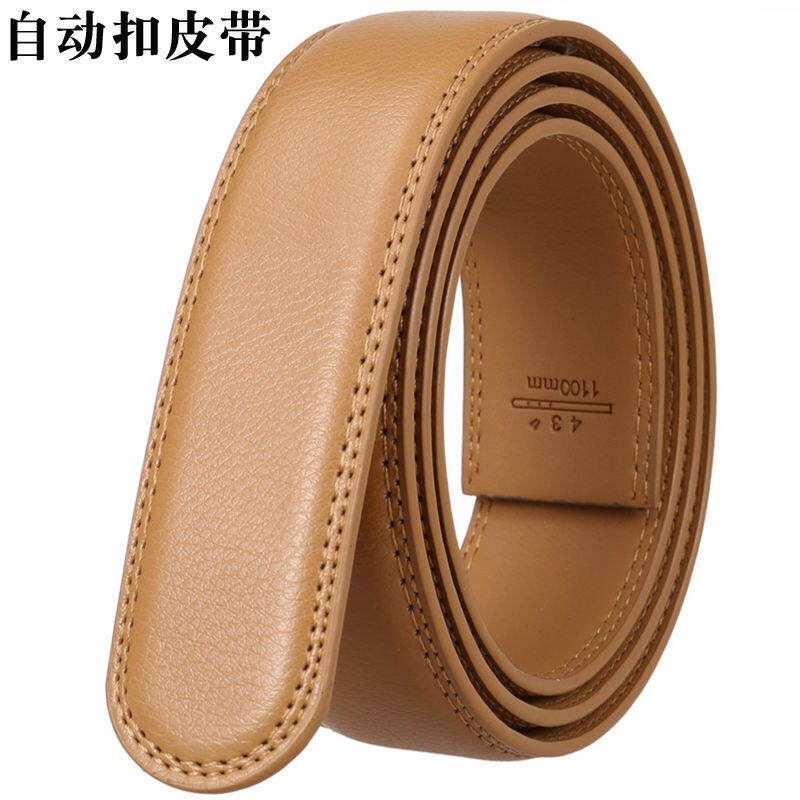 Thắt Lưng Da Không Đầu Thắt Lưng Da Tự Động Không Đầu Thắt Lưng Da Thật Màu Vàng Tự Động Cho Nam Giới Khóa Tự Động 3.5Cm