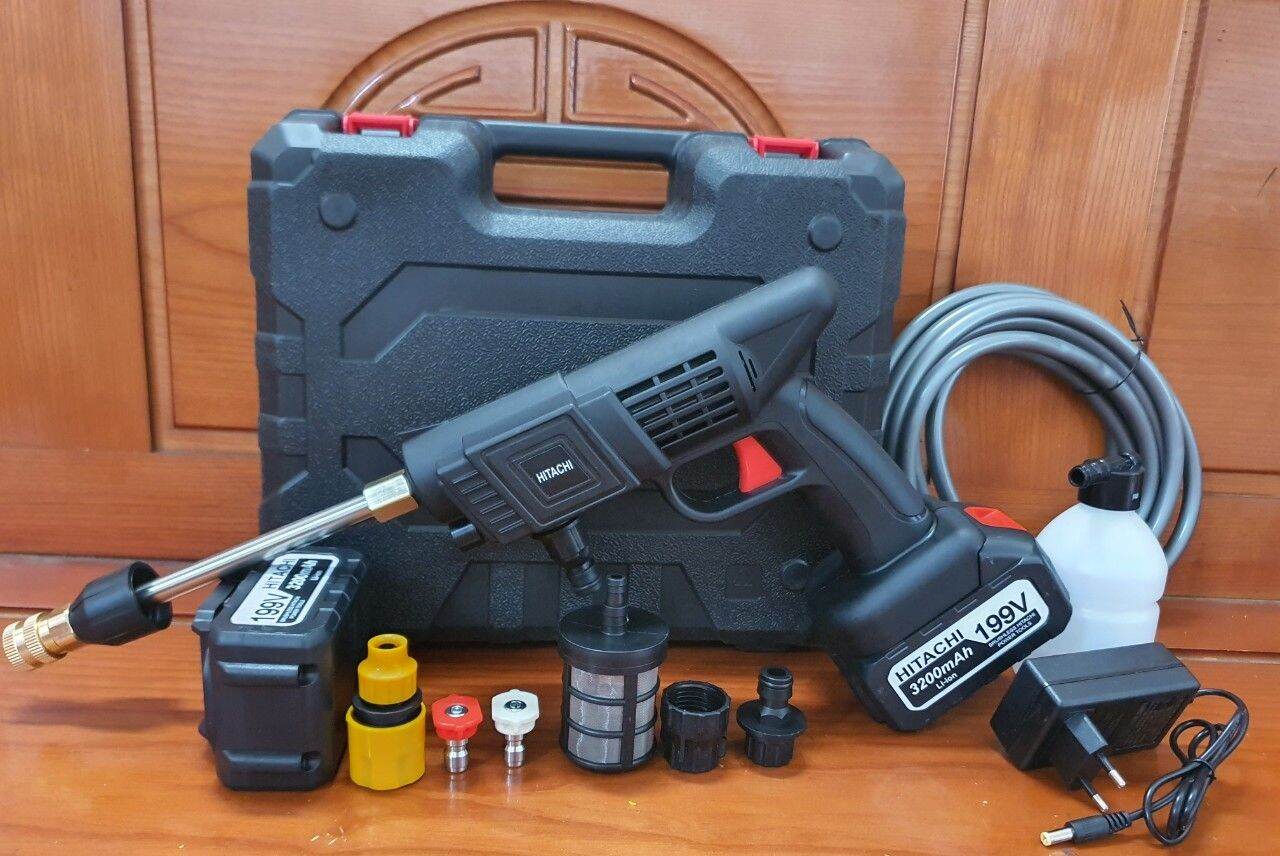 Máy rửa xe pin Hitachi 199v , 2 pin tiện lợi