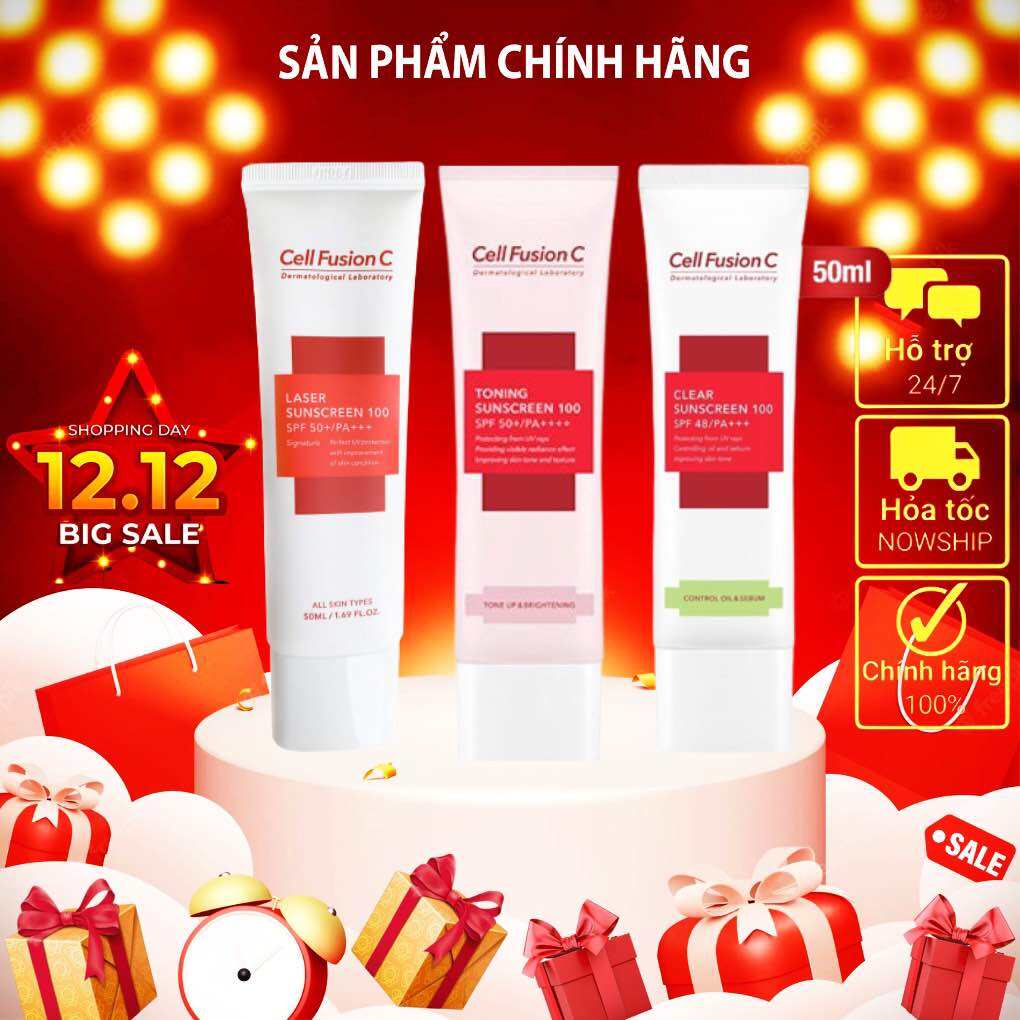 Kem chống nắng Cell Fusion C Nâng Tông Cho Mọi Loại Da Toning Sunscreen 100 SPF50+ PA +++ Hàn Quốc Chính Hãng