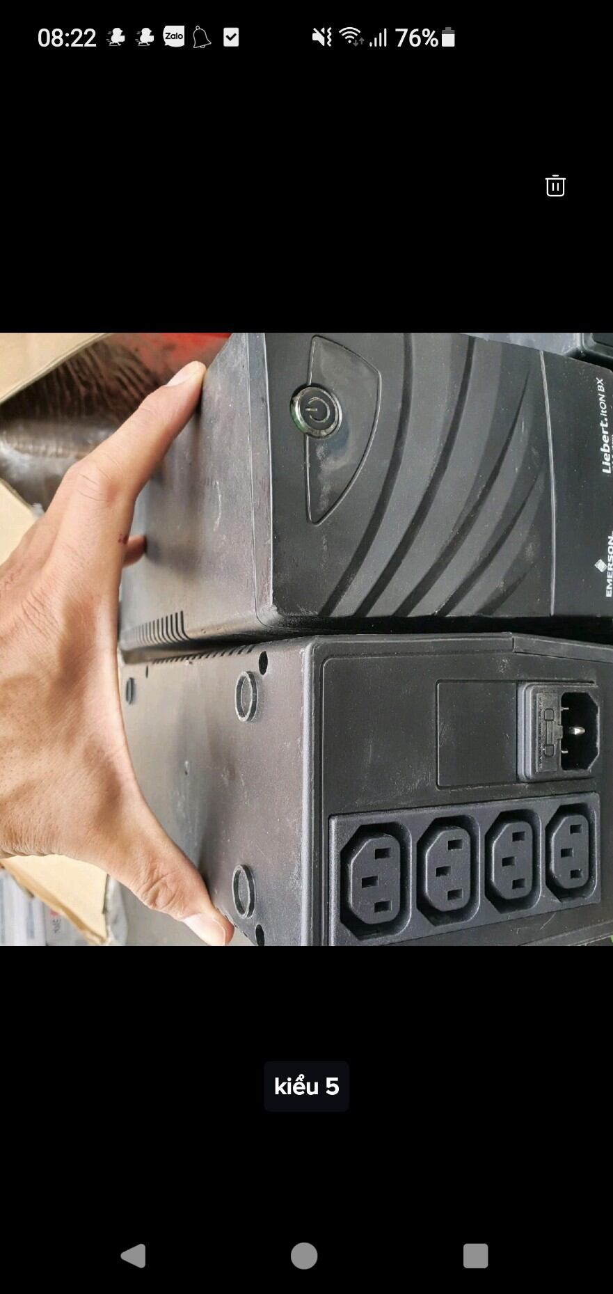 Kích điện 12v ra 220v hết bình mới ngắt emerson psa600-bx 360w. giá chưa bình chưa dây