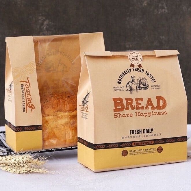 Set 50 Túi giấy BREAD đựng bánh mì sandwich bánh mì hoa cúc size NGANG