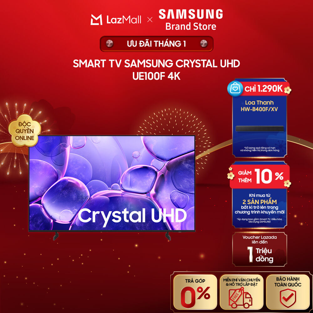   MIỄN PHÍ VẬN CHUYỂN  Smart TV Samsung Crystal UHD UE100F 4K  2025  