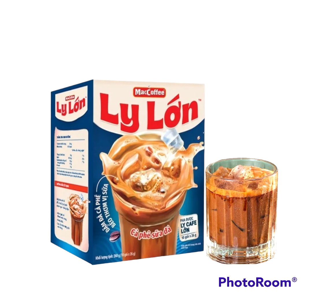 Cà phê sữa đá MacCoffee Ly Lớn đậm đà cà phê, béo thơm. Dây 10 gói x 26g