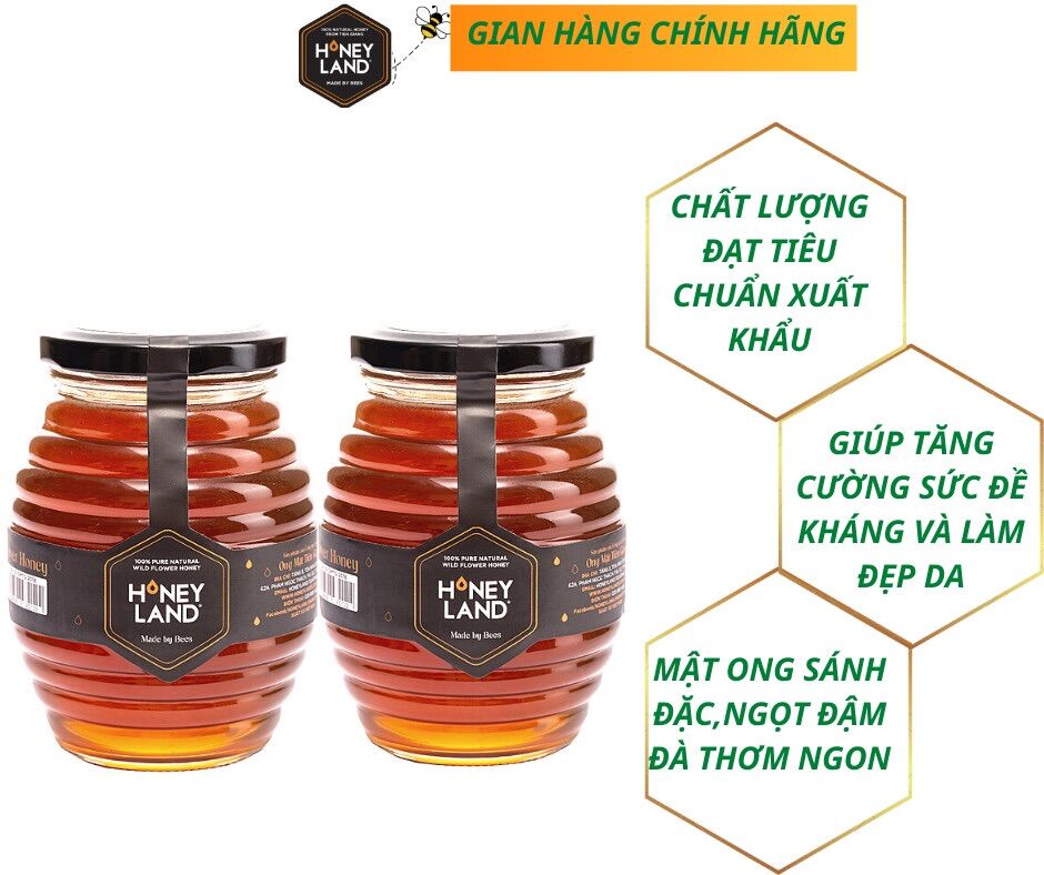 [HCM]Mật Ong Hoa Rừng  mật ong nguyên chất Honeyland tổng 1000g