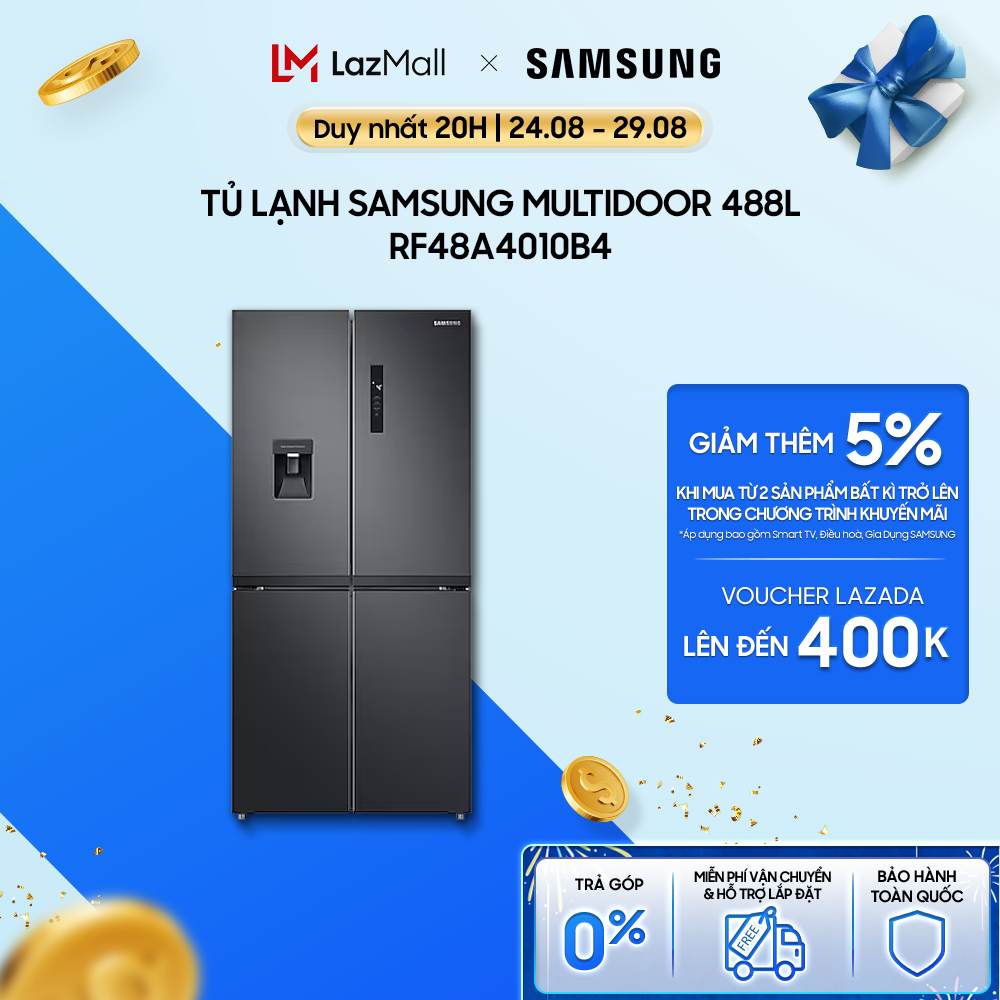 Tủ Lạnh Samsung 4 Cửa với Twin Cooling Plus 488L màu Đen RF48A4010B4/SV