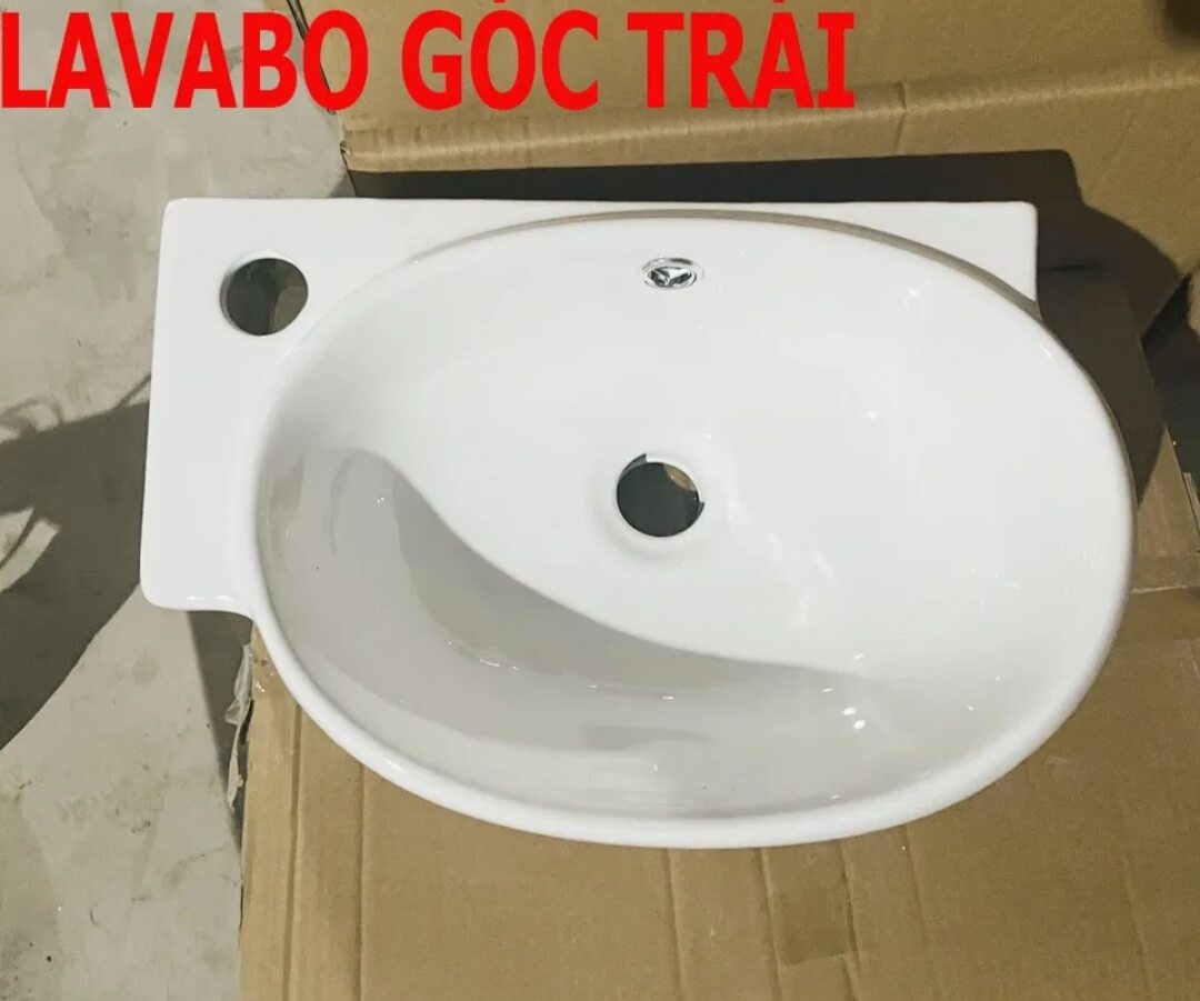Lavabo rửa mặt mini treo tường góc trái