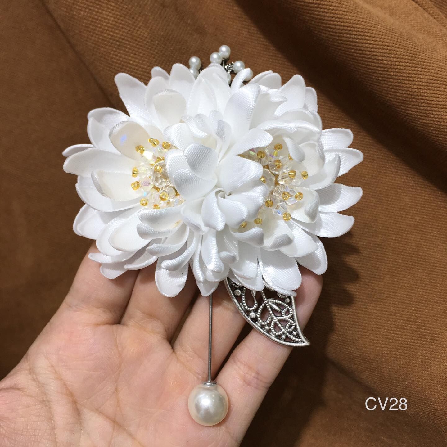 Hoa cài áo handmade cúc đôi cv28 - hutalina