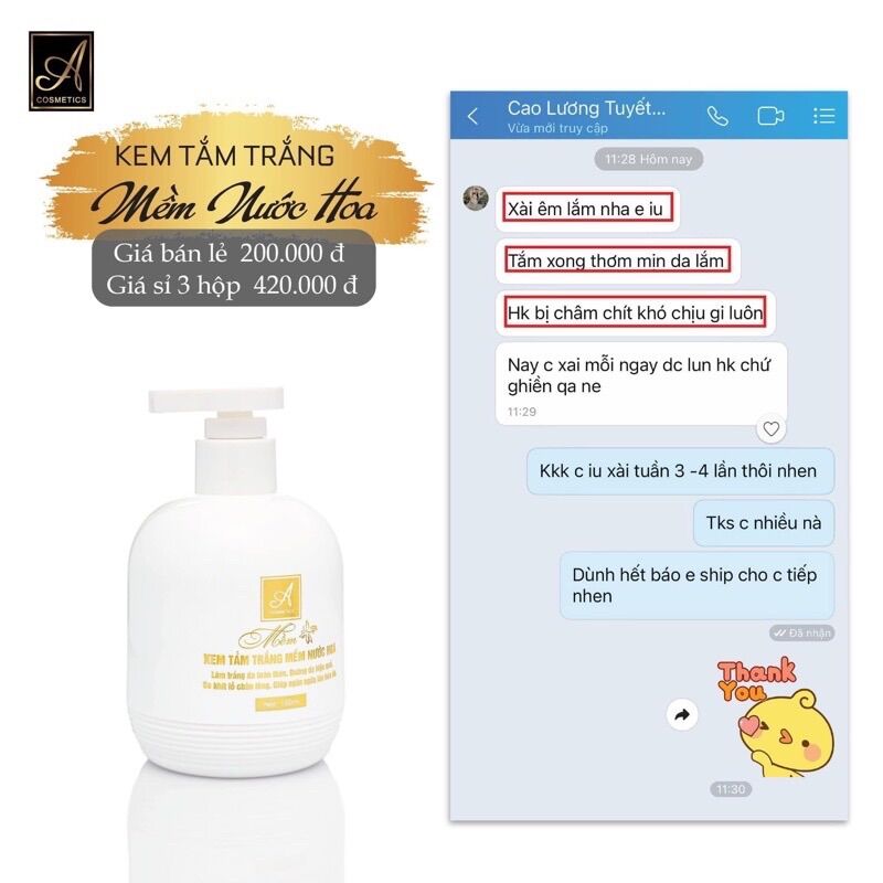 TẮM TRẮNG MỀM NƯỚC HOA ACOSMETICS