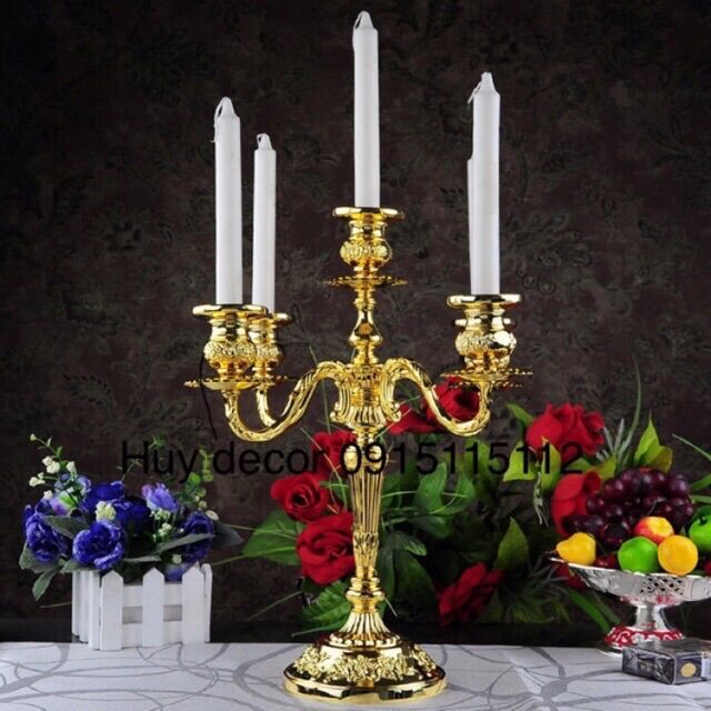 Chân nến 5 tay trang trí tiệc , Chân Nến 3 tay tiệc giáng sinh noel Huydecor