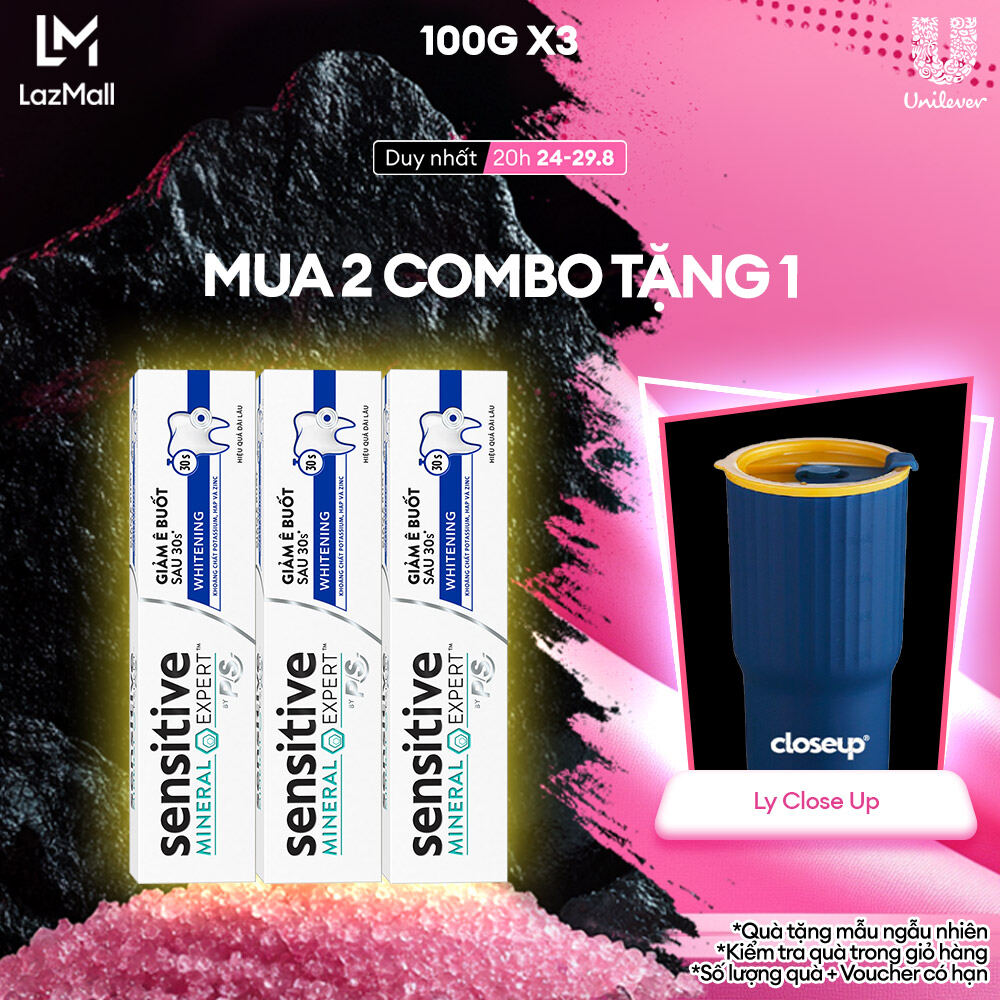 Bộ 3 Hộp Kem Đánh Răng P/S Giảm Ê Buốt Sau 30 Giây Sensitive Mineral Expert Whitening Với Tác Động Từ Khoáng 100G
