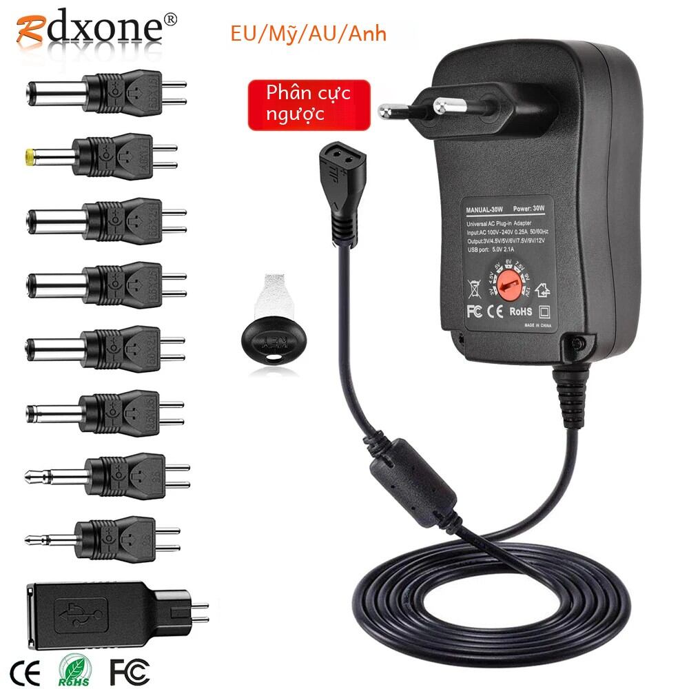 30w đa năng ac bộ chuyển đổi bộ nguồn điện đa điện áp dc có đảo chiều phân cực 9 chiếc adapter đầu tương thích với 3v-12v