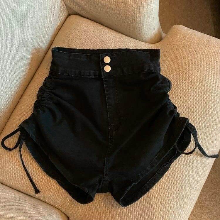 Quần short dây kéo hai nút quần kiểu rút dây hai bên form 50kg