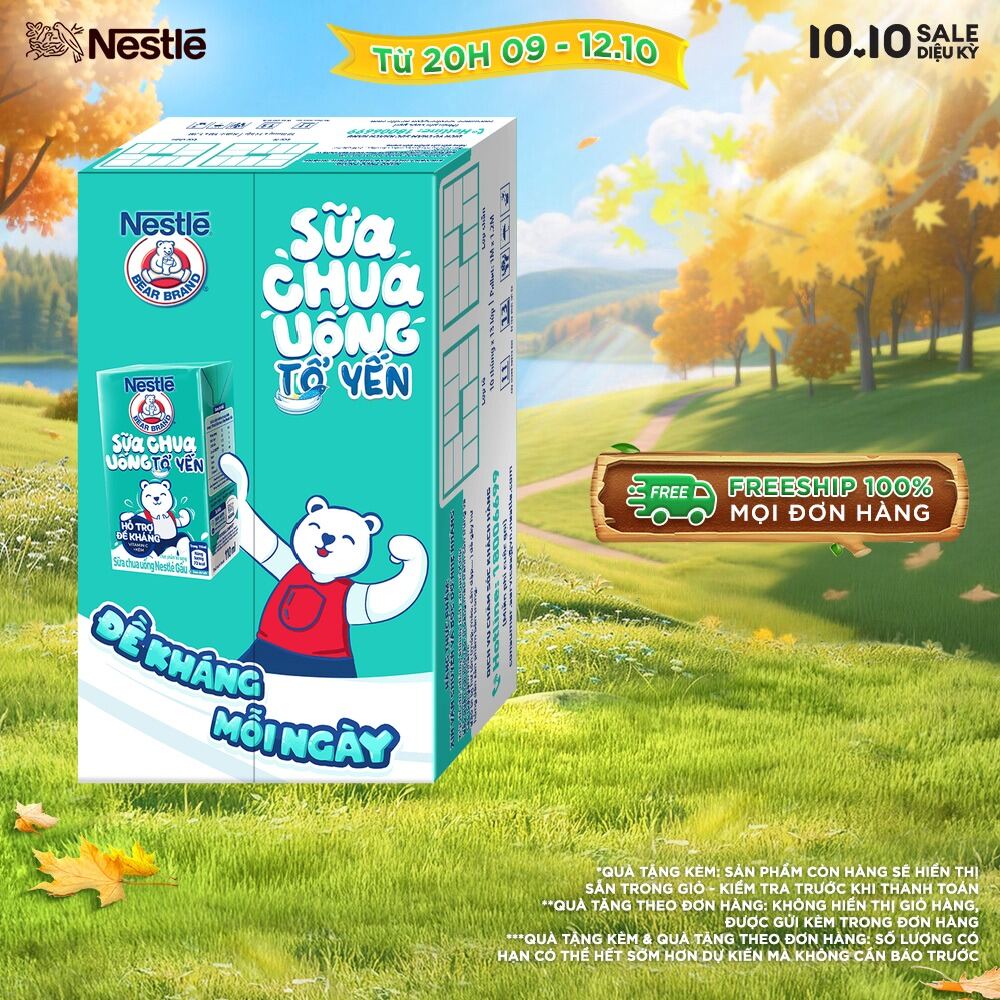 [FREESHIP TOÀN QUỐC] Sữa chua tổ yến Nestlé® Yogu Gấu - thùng 48 hộp x 110ml