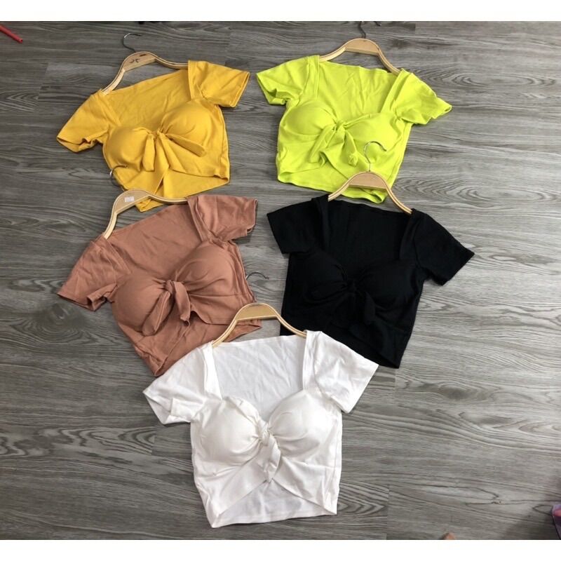 Áo croptop cột nơ trước ngực