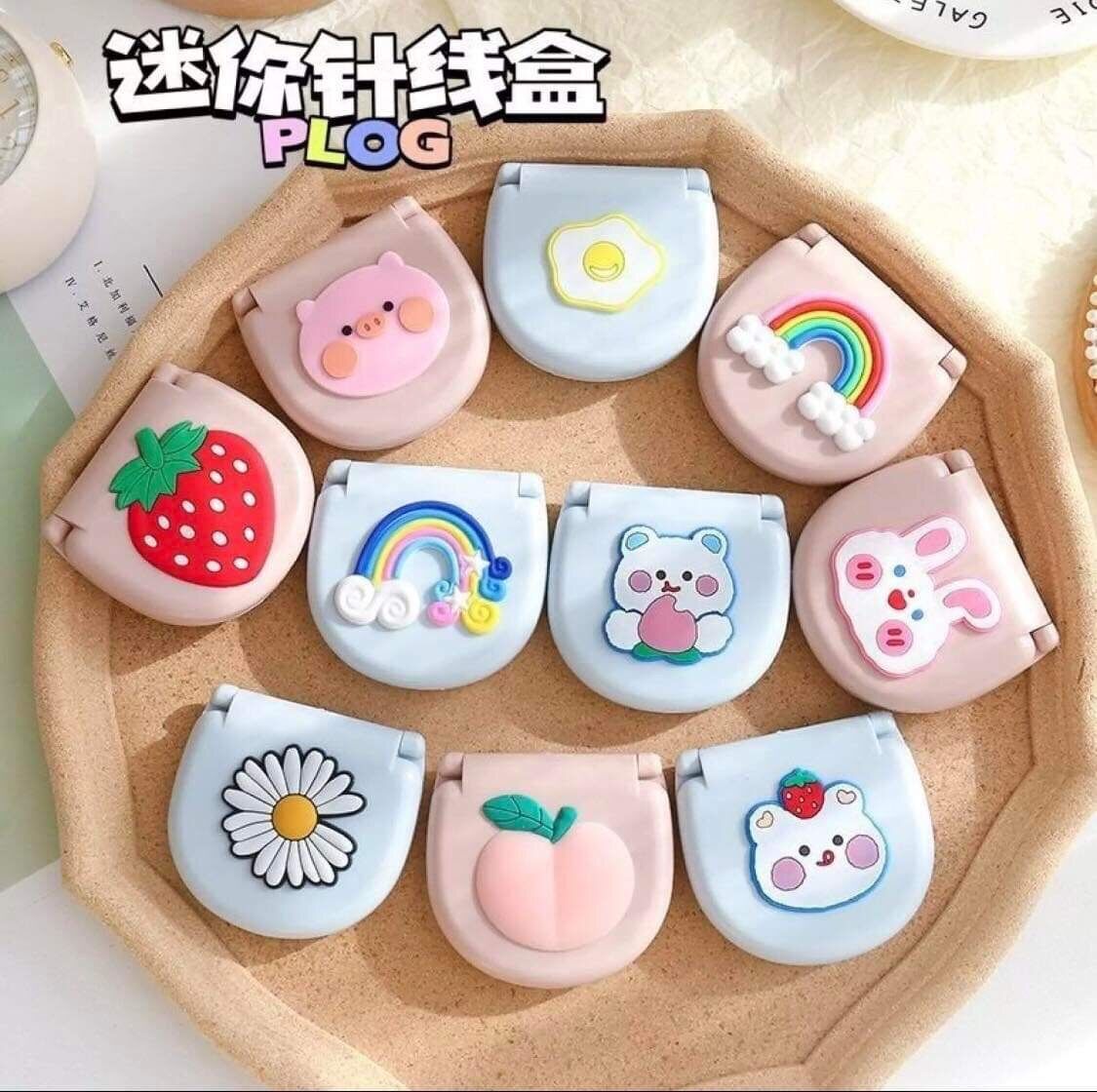 Hộp kim chỉ may vá mini bỏ túi gấp gọn phong cách Hàn Quốc, giao ngẫu nhiên
