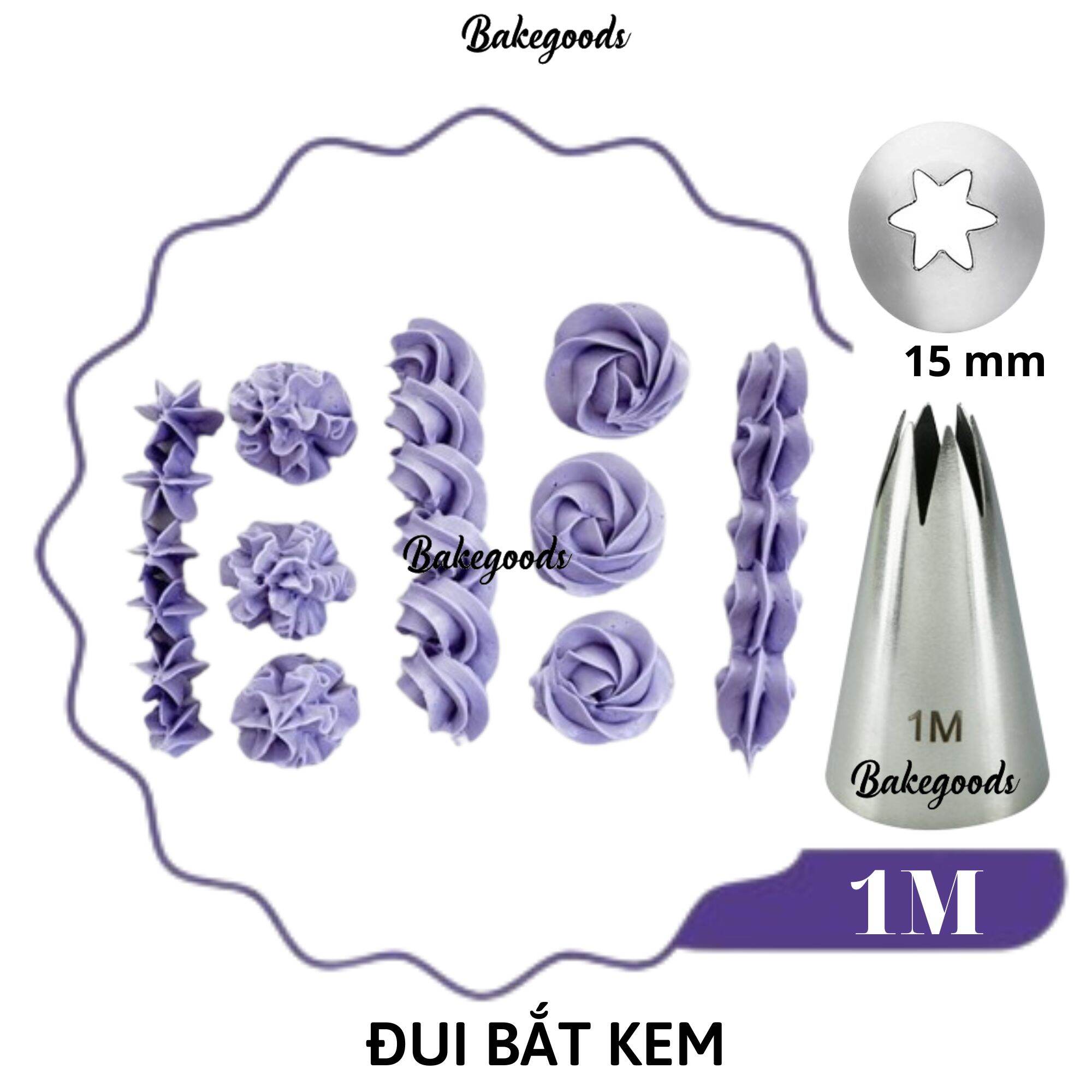 Đui Bắt Kem 1M Trang Trí Bánh, Đuôi Sò 6 Cánh 15mm, Thép Đúc Không Gỉ, Dày Dặn, Cứng Cáp