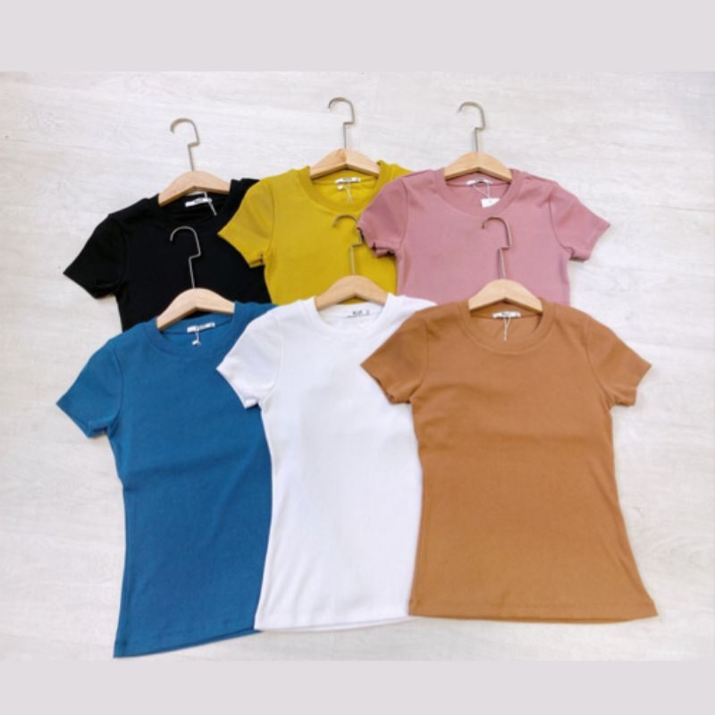 Áo Thun Nữ Trơn Ôm Body Cổ Tròn Siêu Xinh