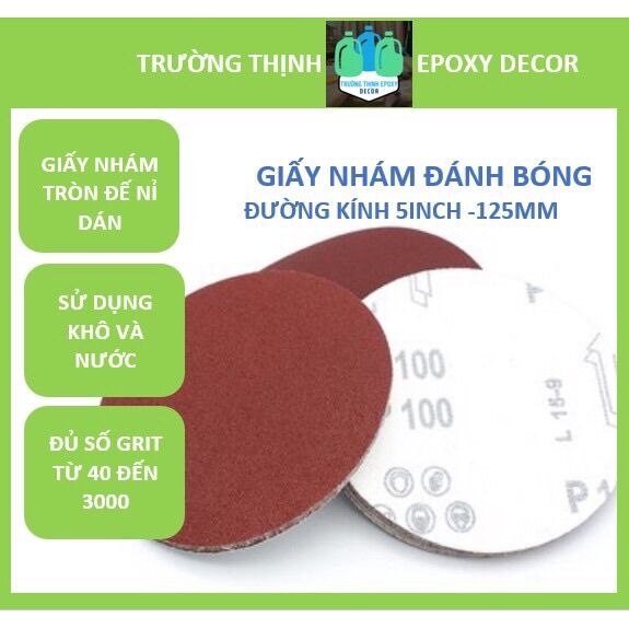 [HCM]Set 10 tờ nhám đĩa 5 inches 125mm đủ số tự chọn đế lông dán