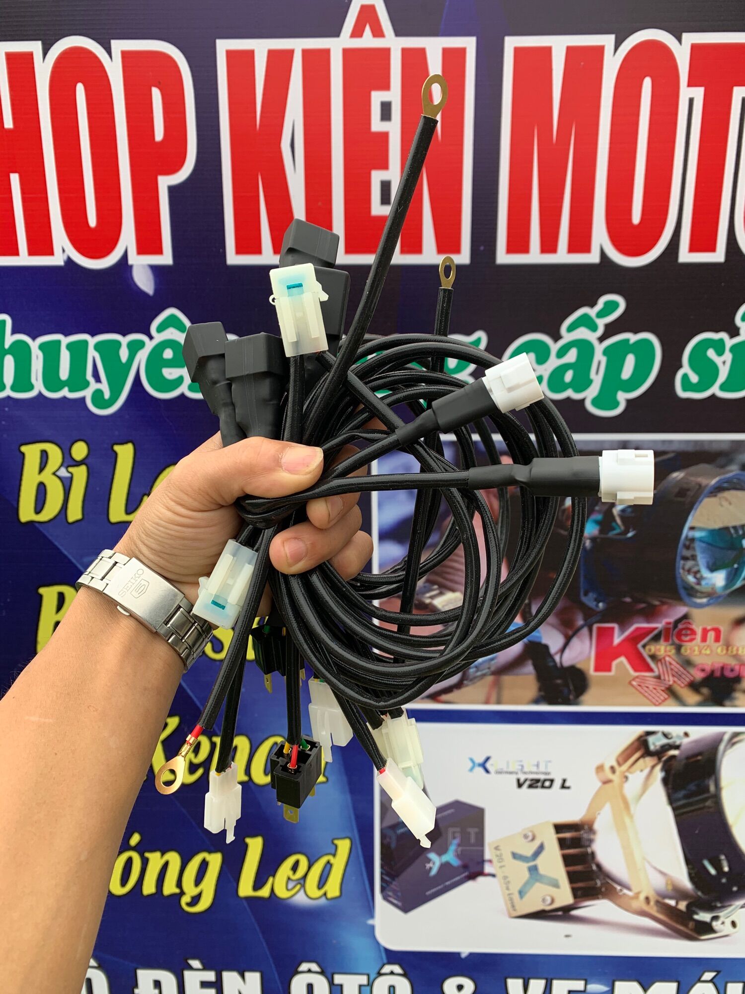 Bộ dây nguồn độ bi cầu led cao cấp ex150 2020 giá 1 bộ