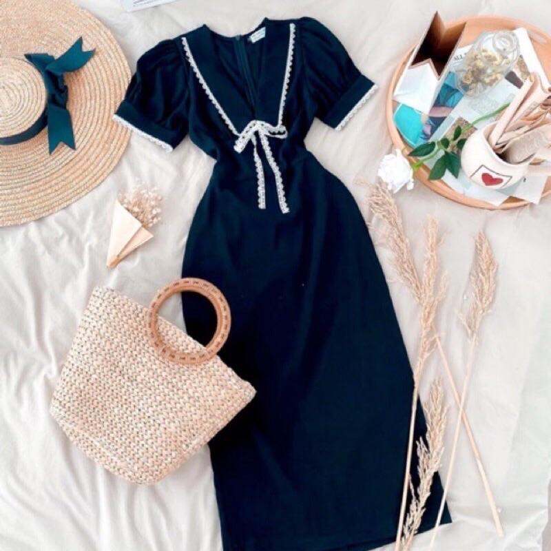 Đầm đi tiệc dáng đồng hồ cát - đen, đỏ - Shop Táo Đỏ Bigsize