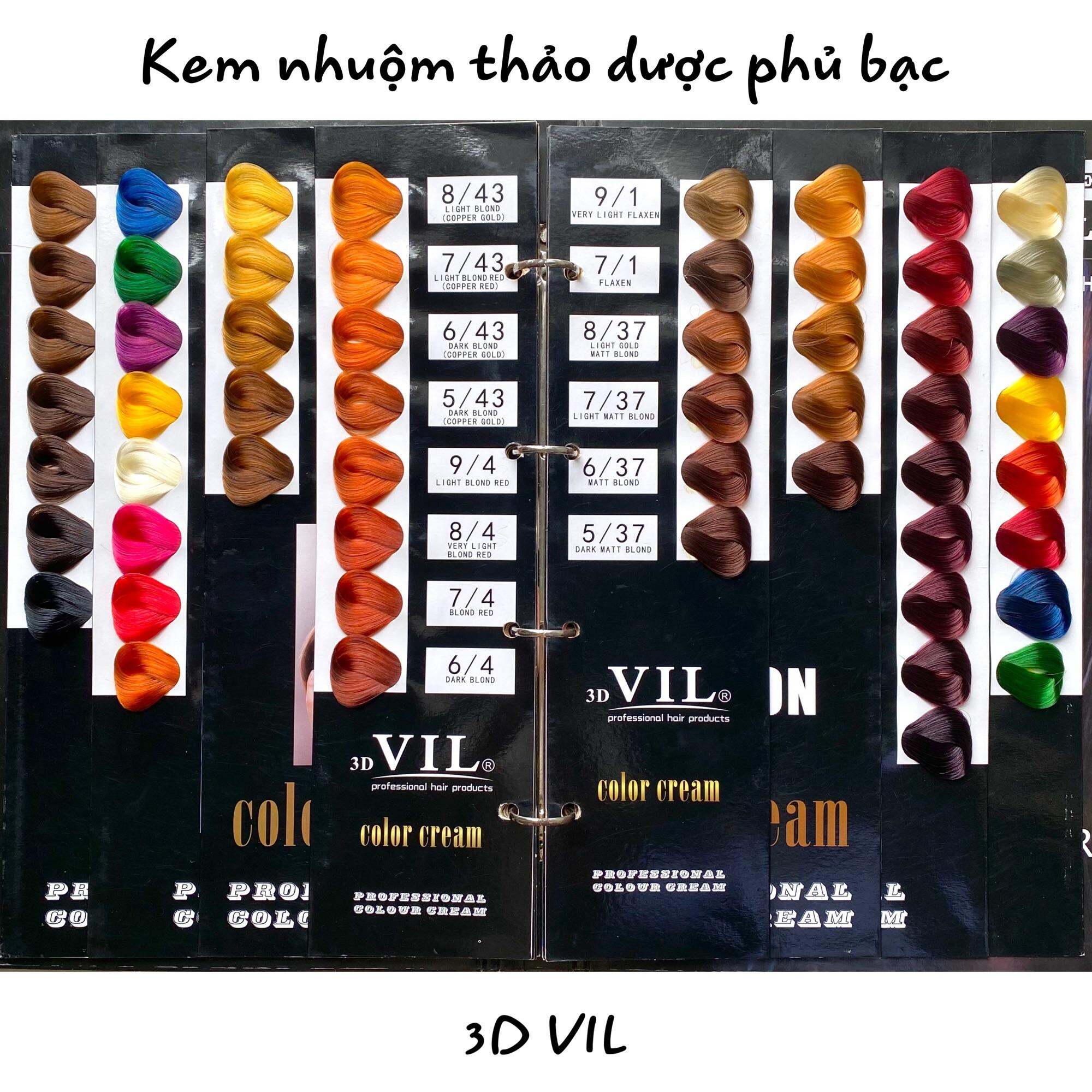 Kem Nhuộm Tóc Thảo Dược Phủ Bạc-Nhuộm LIGHT Trực Tiếp 3D VIL 120ml [Mua Sỉ 60 Tuýp Không Oxy Tặng Bảng Màu]