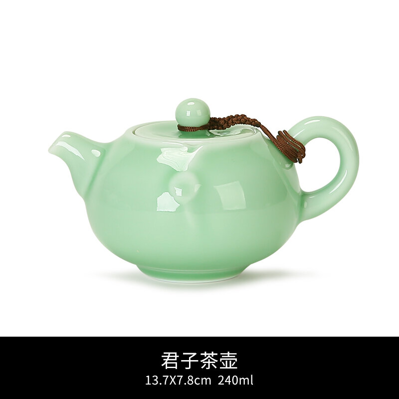 Ấm trà sứ celadon ấm đơn bộ trà kungfu gốm sứ ấm pha trà cỡ lớn bộ pha trà cốc trà gia dụng kiểu trung quốc màu xanh lá cây