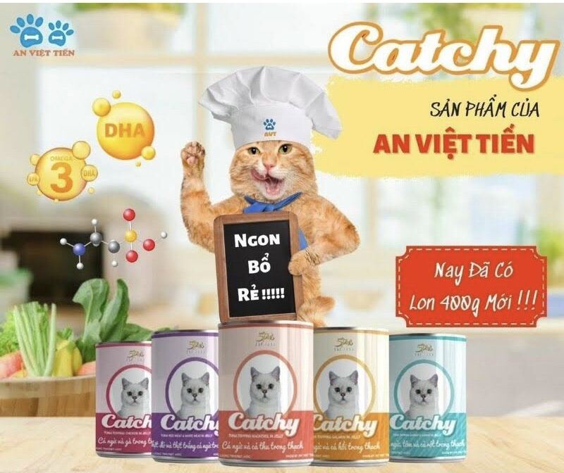 Pate mèo lon catchy 400g - thức ăn dinh dưỡng cho mèo