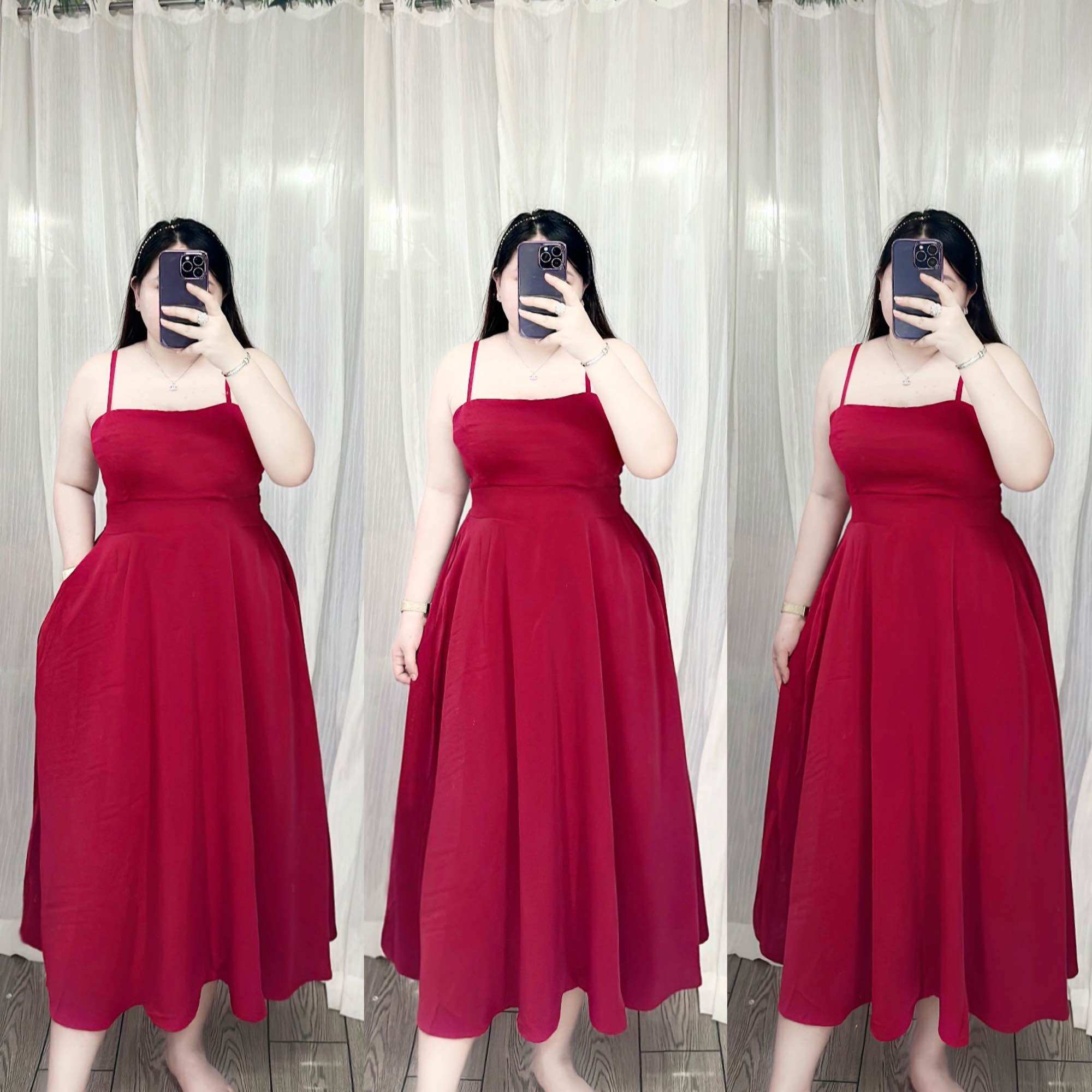 Đầm 2 dây xẻ túi lụa mango