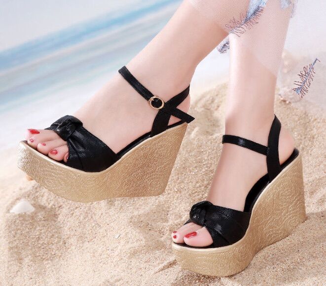 Giày sandal đế xuồng nơ cuộn 10f11@@