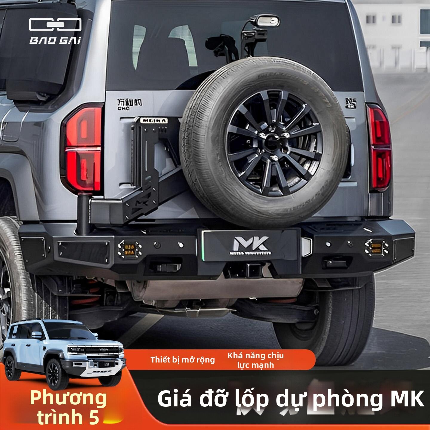 KAIT | Modifiable Multi-functional Spare Tire Carrier with Reverse Lights Front and Rear Bumper Giá 47,056,000 Đồng*Miễn phí vận chuyển