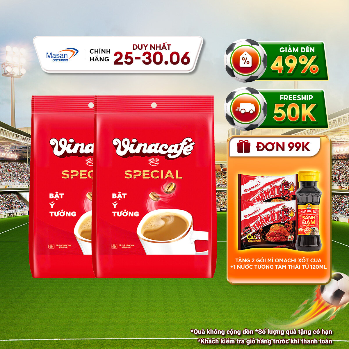 Combo 2 Bịch Cà Phê Hòa Tan Vinacafe Special Bịch X 46 gói X 17Gr