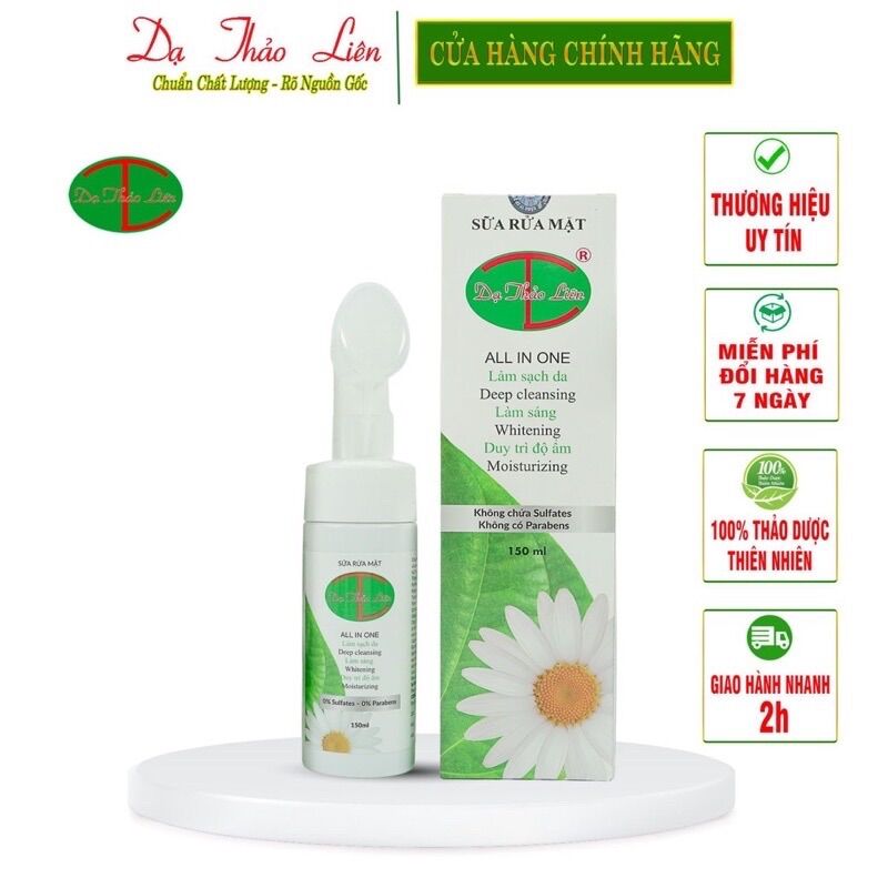 Sữa rửa mặt dạ thảo liên 150ml | da thao lien brand facial cleanser 150ml | all in one -sáng da, ngừa mụn, giảm thâm, sạch mịn