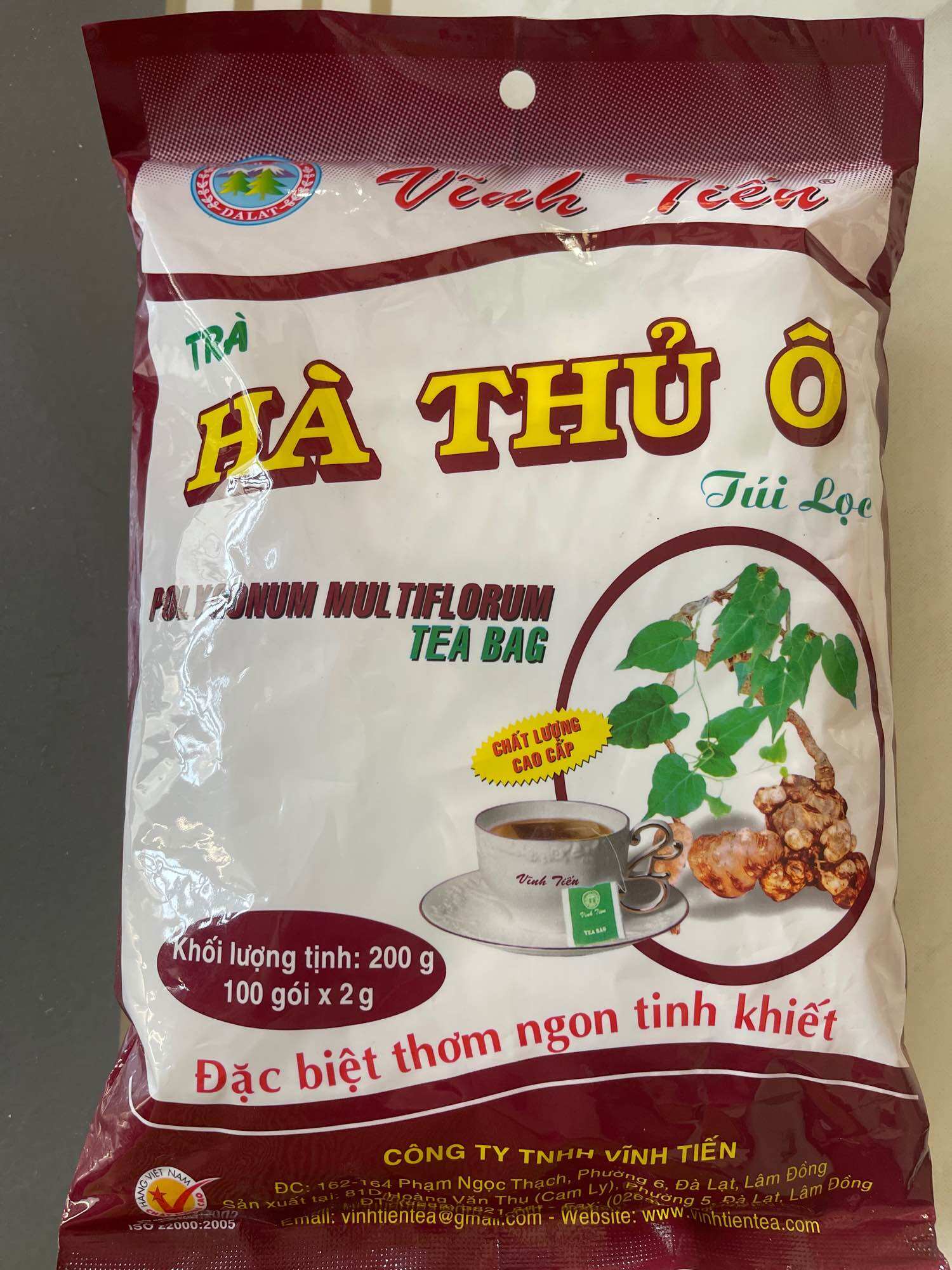 Trà Hà Thủ Ô Vĩnh Tiến Gói 100 Túi Lọc date 04/2025