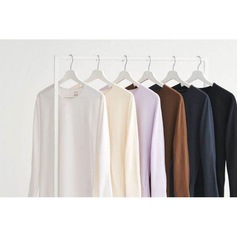 (UNIQLO Nhật chính hãng) Áo thun cotton Heattech U dài tay nữ