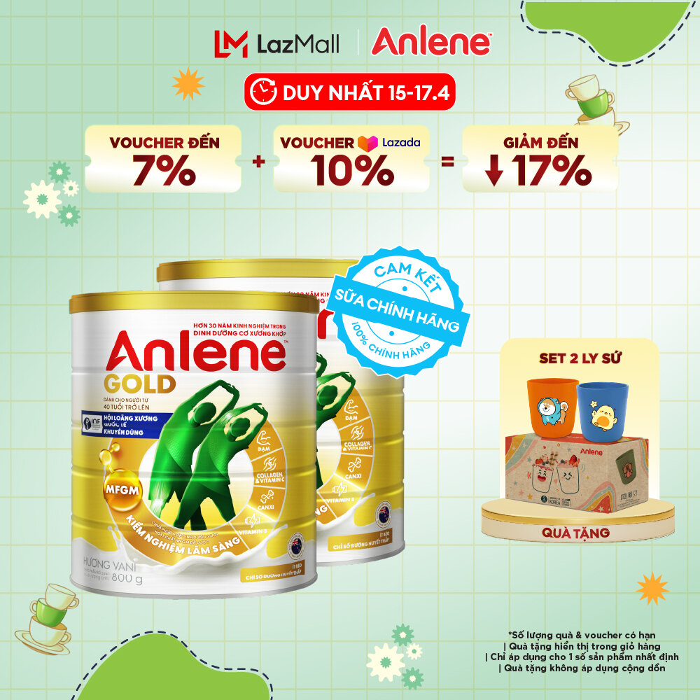 [Voucher giảm đến 26%] Combo 2 Sữa Bột Anlene Gold Lon 800G