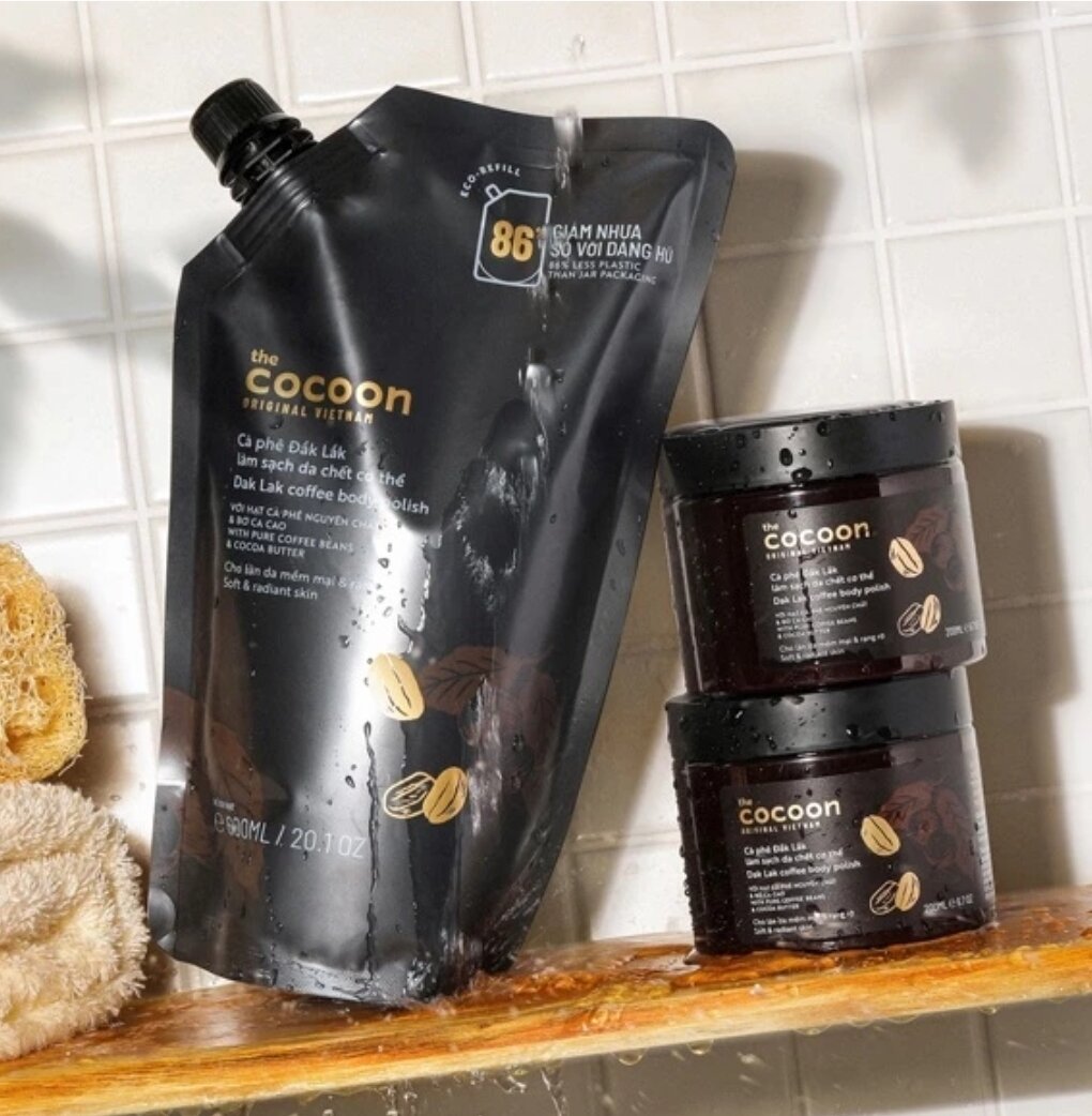 Tẩy Bào Chết Cà Phê CoCoon Đắk Lắk 600ml ( dạng túi ) làm sạch , sáng và mềm mịn da