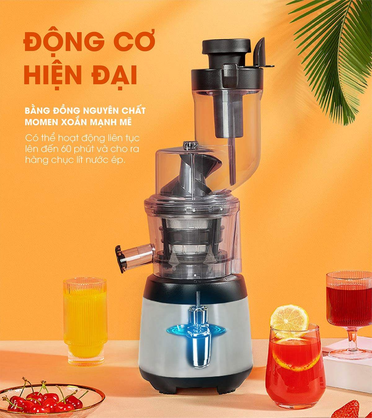Máy ép chậm trái cây kipor kp- sj 585, 3 chức năng ép chậm, vắt cam, làm kem