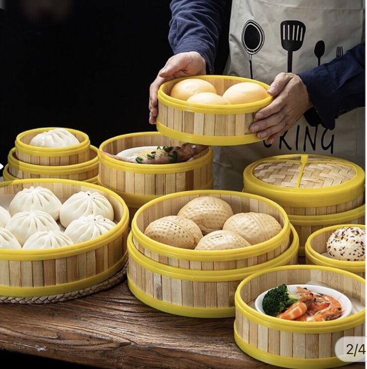 Xửng tre / lồng xửng tre viền nhựa hấp bánh bao , dimsum tiện dụng , sạch, bền