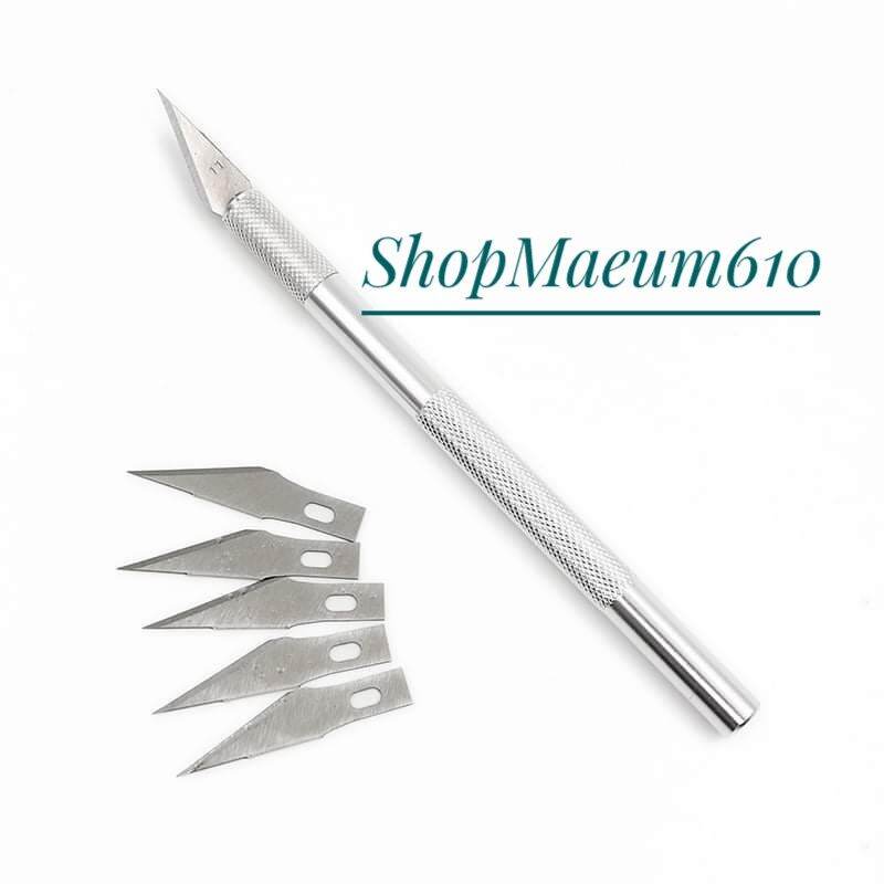 BỘ DAO Cắt Tỉa Trổ, Dao Khắc kỹ thuật (1 CÁN + 6 LƯỠI THAY THẾ) ShopMaeum610