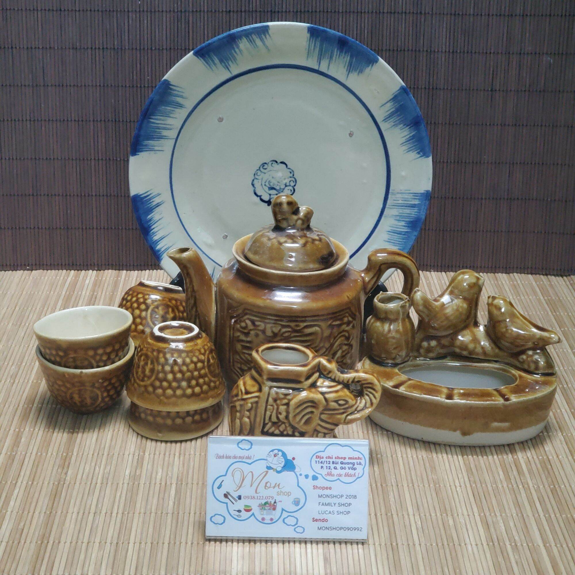 [GỐM THÔ]COMBO UỐNG TRÀ XƯA THỦ CÔNG