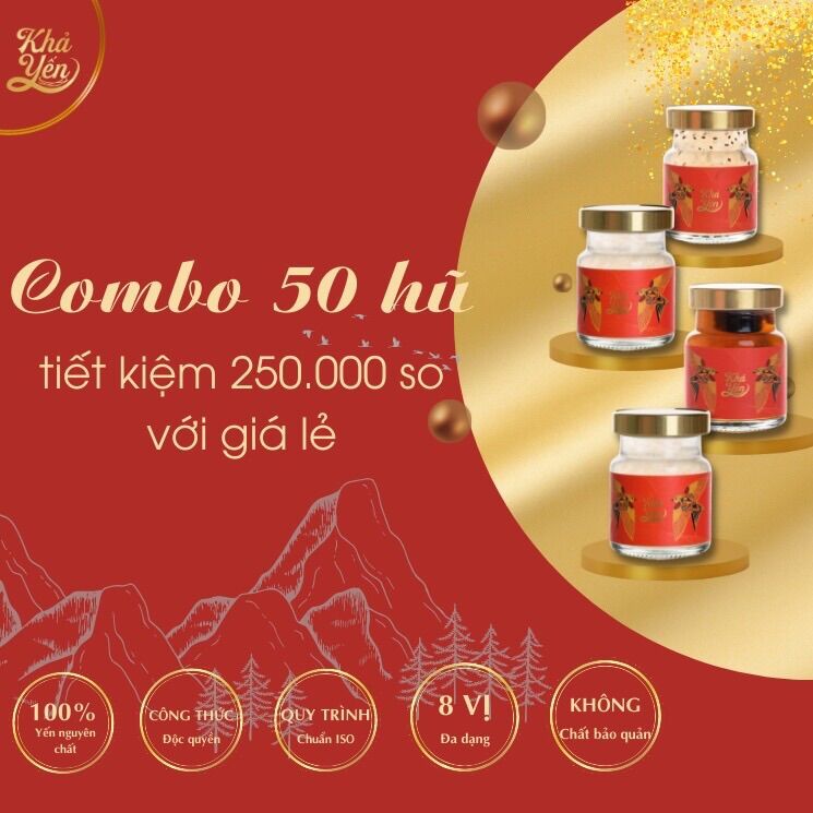 Gói yến gia đình - 25% yến tươi - combo 50 hủ - 70ml/hủ - yến sào khả yến