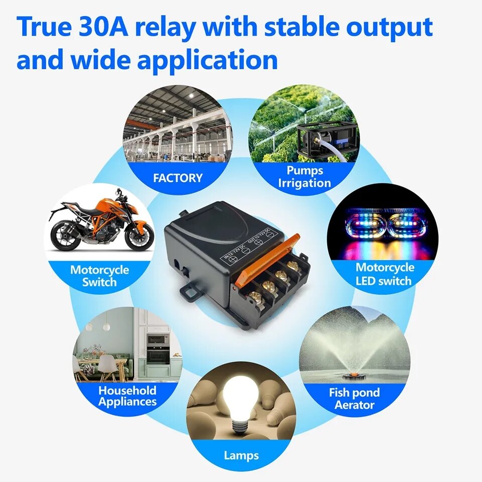 Công tắc điều khiển không dây từ xa (DC 12V 24V 48V 72V) cho máy bơm nước