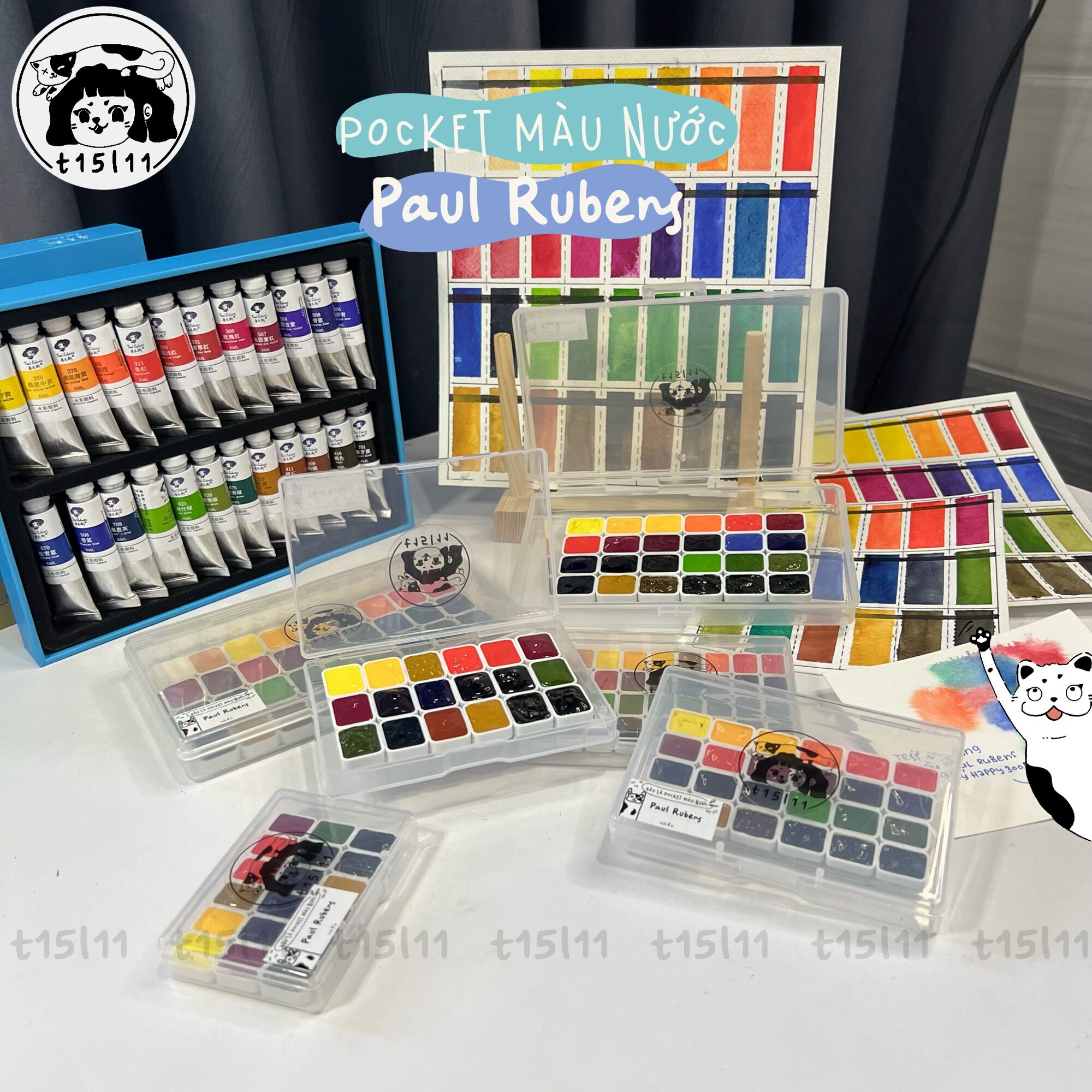Pocket màu nước Paul Rubens hạng học sinh 18/24/36 màu
