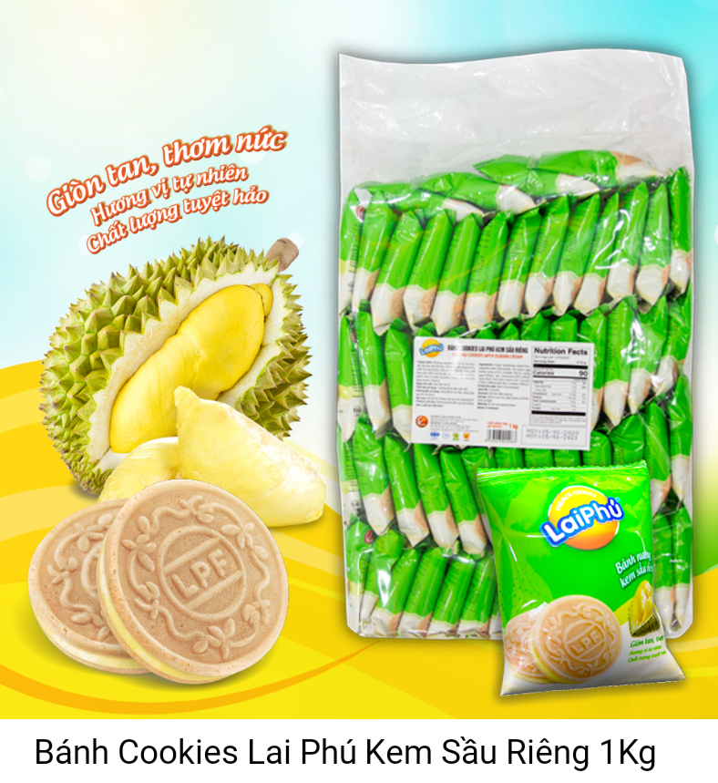 Bánh kẹp nướng kem sầu riêng Lai Phú 1 kg